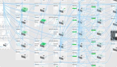 A group of wireframes used for the early prototype. These screens are interconnected by lines - indicating that the prototype is interactive.