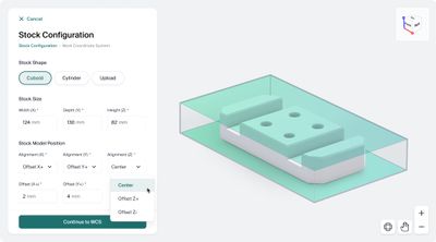 Early visual concept highliting the look and feel of the solution. On the left side there's a control panel, where you can adjust the parameters. On the the right side, there's a 3D representation of the CAD model, where you can see how your adjustments will impact the model.